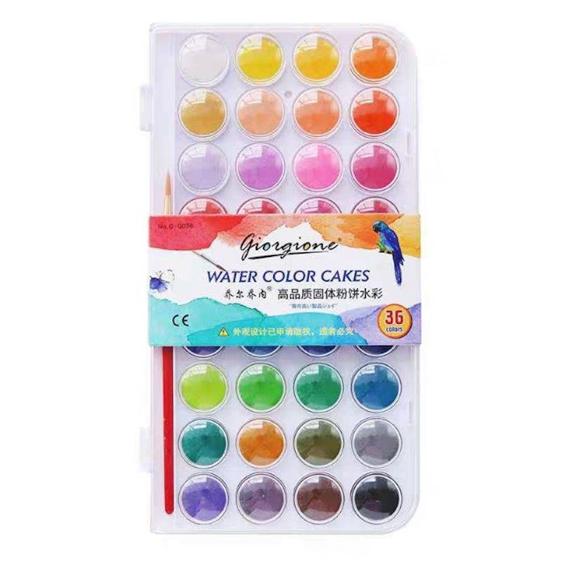 Giorgione Watercolor cake with nylon paintbrush - 16 | 36 | 48 Colors
