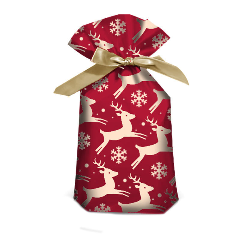 Plastic Loot Bag with Ribbon - Christmas (Pack of 10)