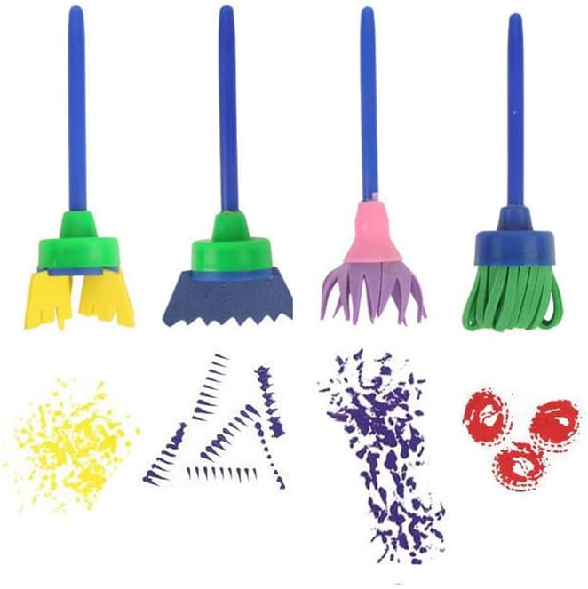 4pc Children's Multi-shaped Flower Stamp Textured Sponge Paint Brush
