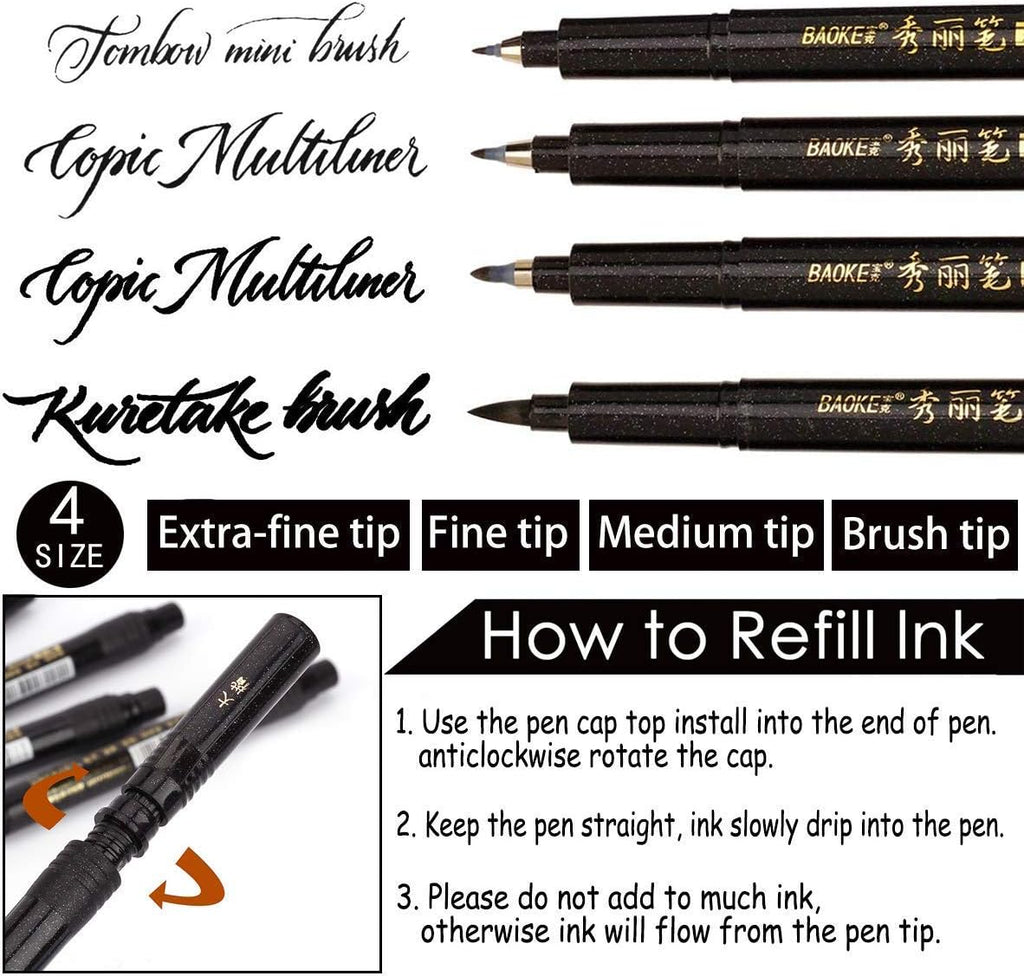 Calligraphy Ink Pen Hand Lettering, Drawing, Signature Pens