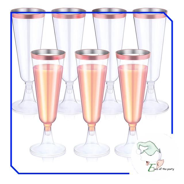 Elegant Gold / Rose Gold Rimmed Disposable Cup, Wine Glass, Champagne Flute and Utensils