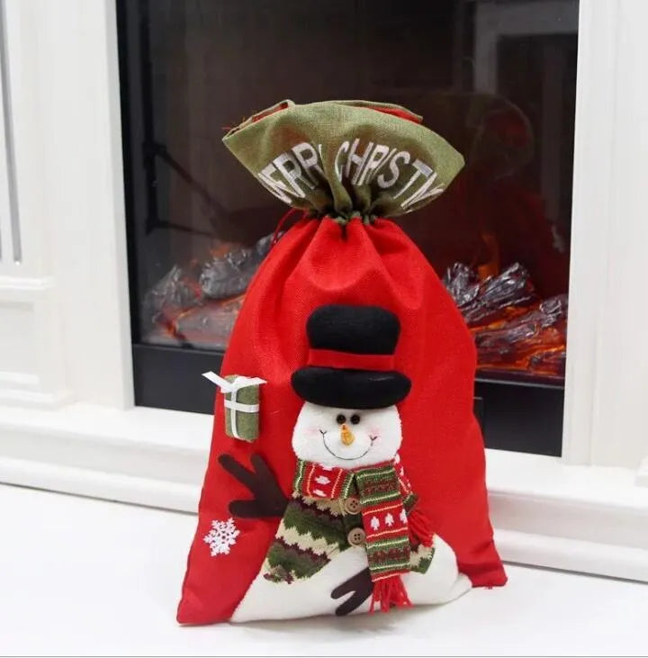 Christmas Large Felt Santa Sack Gifts Candy Drawstring Bag
