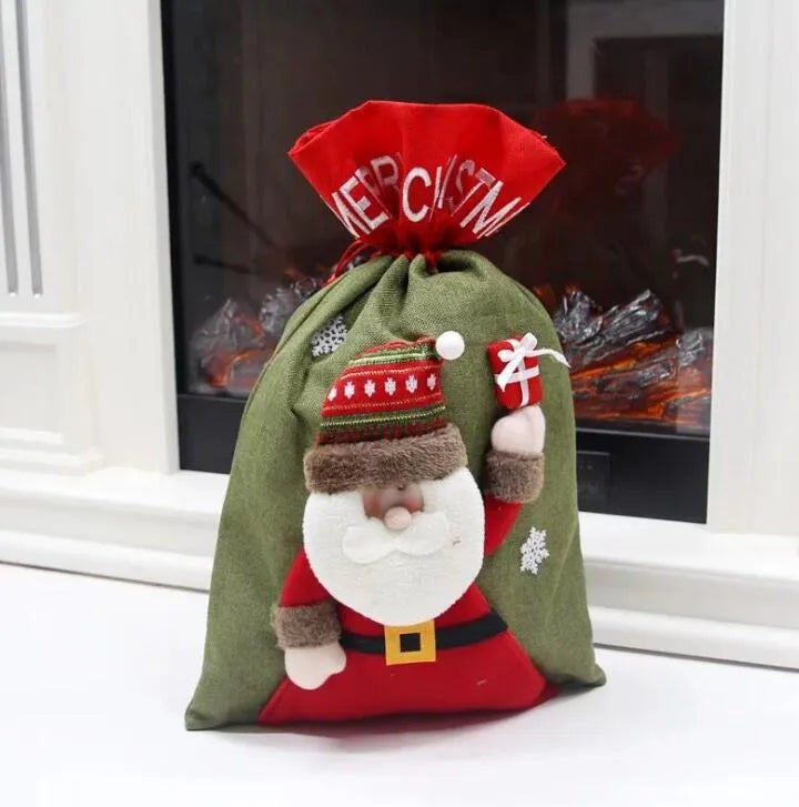 Christmas Large Felt Santa Sack Gifts Candy Drawstring Bag