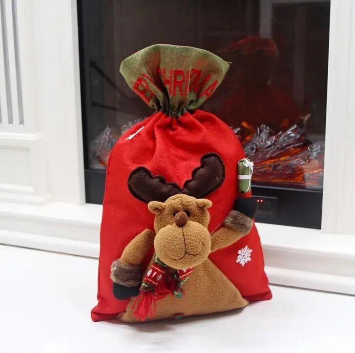 Christmas Large Felt Santa Sack Gifts Candy Drawstring Bag