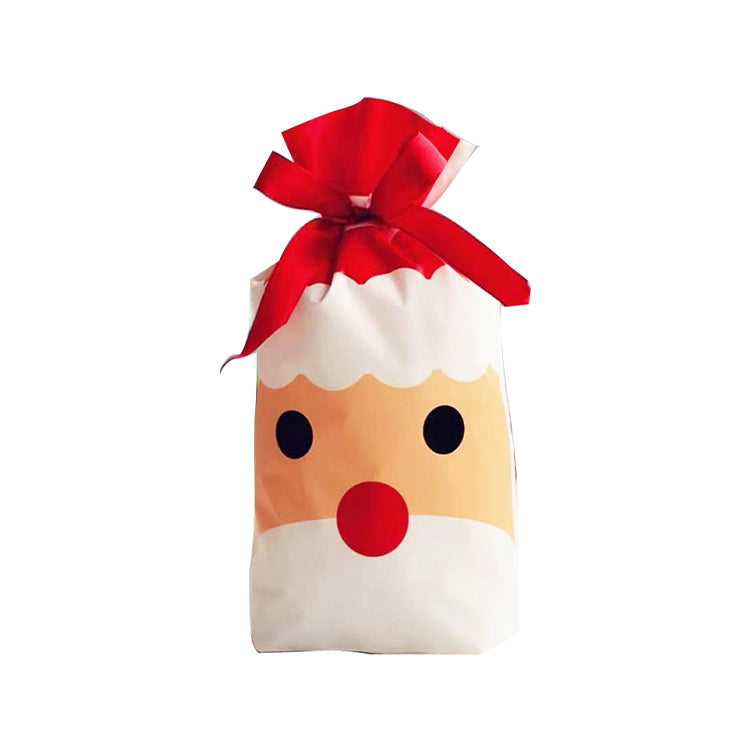 Plastic Loot Bag with Ribbon - Christmas (Pack of 10)
