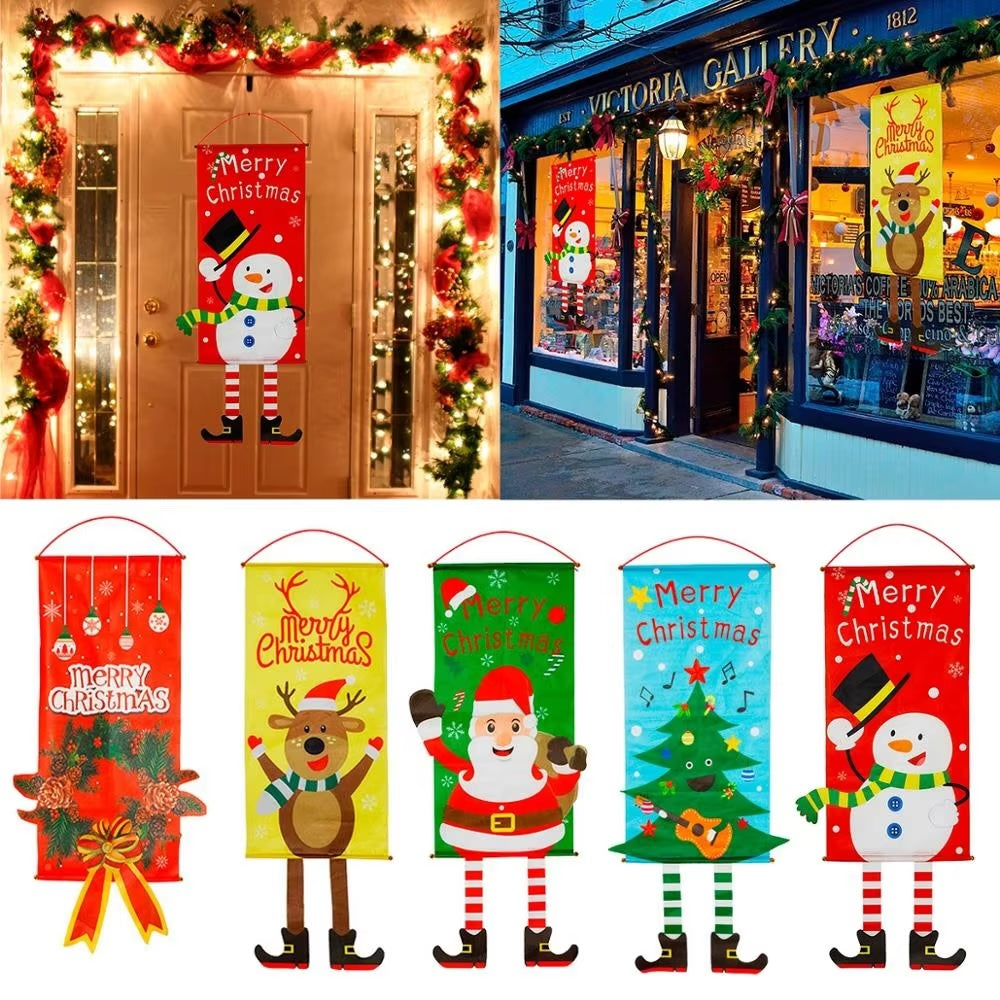 Christmas Decoration : Christmas Hanging Flag Banner for window or wall decorations