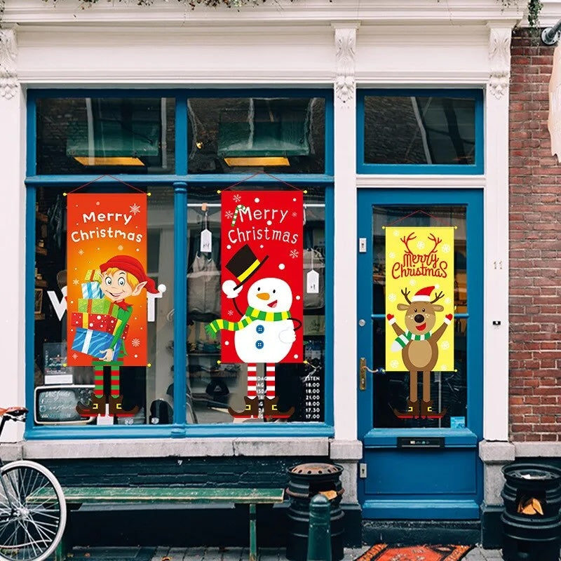 Christmas Decoration : Christmas Hanging Flag Banner for window or wall decorations