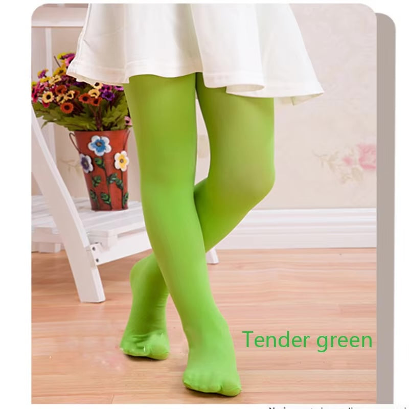 Neon Green 80s Pantyhose Ballet Stockings Peter Pan Costume for Kids