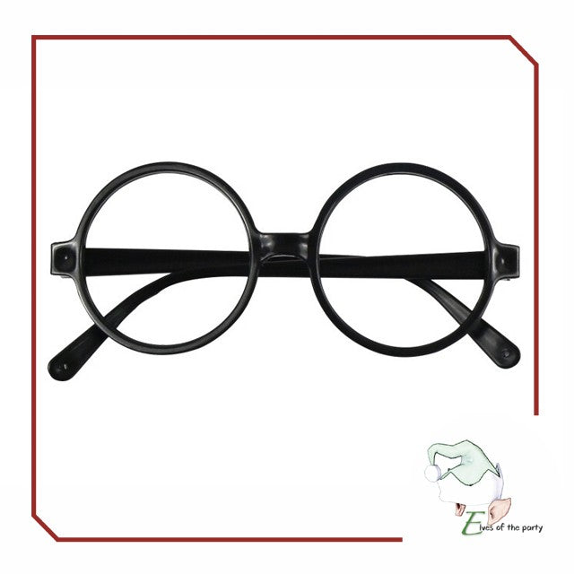 Round Black Frame No Lens Wizard Eyeglasses