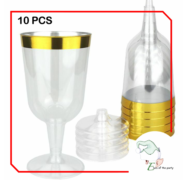 Elegant Gold / Rose Gold Rimmed Disposable Cup, Wine Glass, Champagne Flute and Utensils