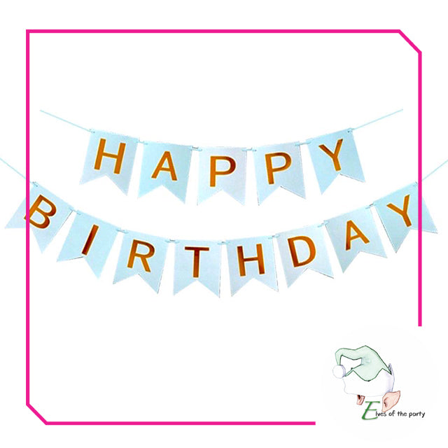 Happy Birthday Banner : Flag (Black, Blue, Pink)