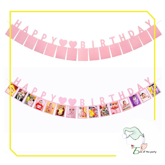 Happy Birthday Banner : 1-12 Months Newborn Baby Record Photo Frame Banner