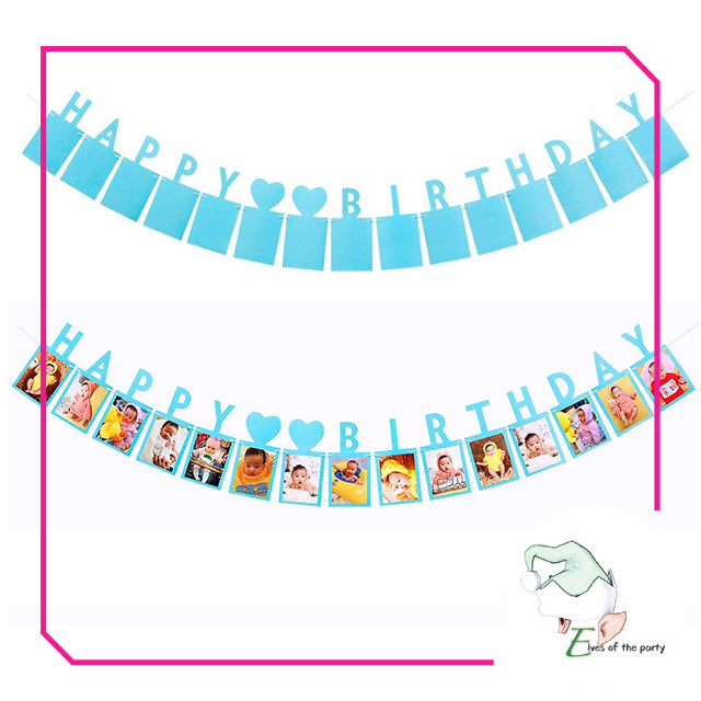 Happy Birthday Banner : 1-12 Months Newborn Baby Record Photo Frame Banner