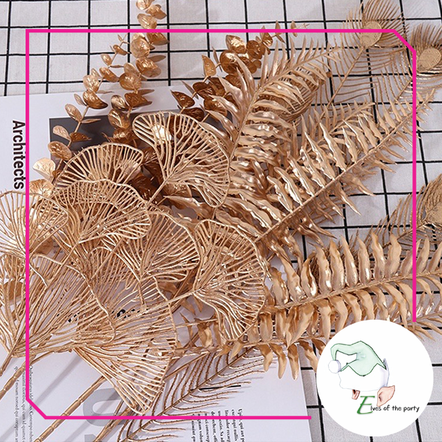 Artificial Leaves : Gold Holly Gingko Biloba Eucalyptus Leaf