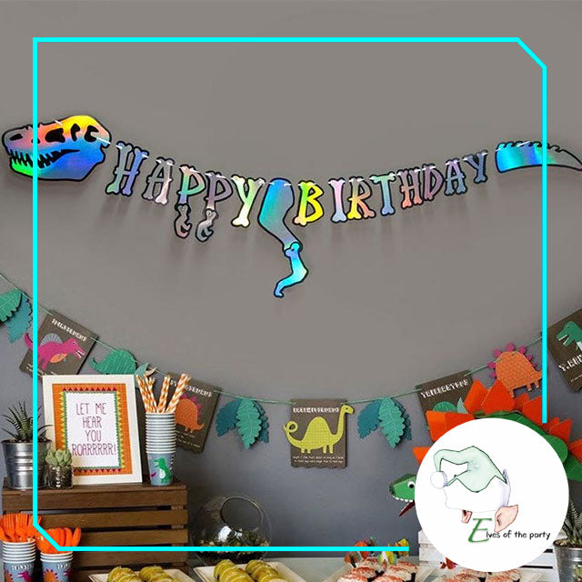 Dinosaur Happy Birthday Banner, Latex Balloons and 3D Foil Balloons