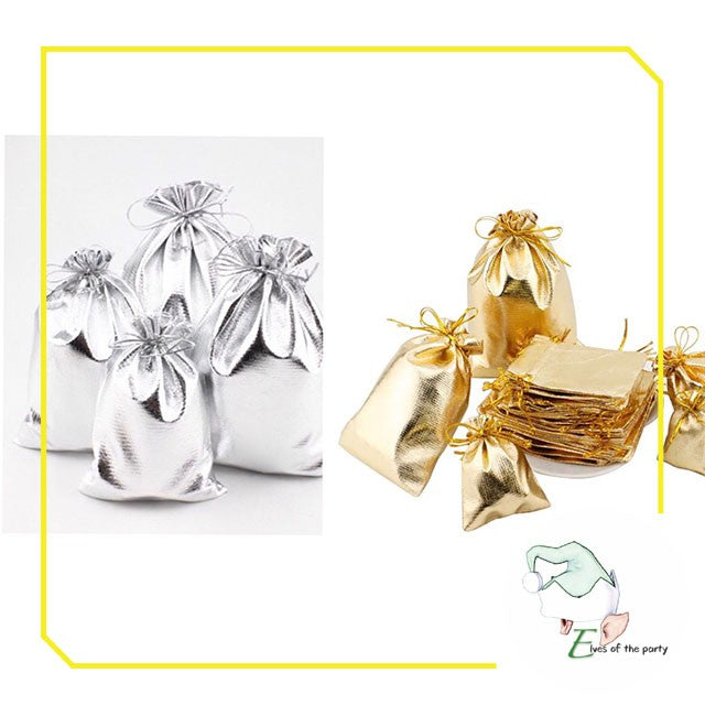 Gold / Silver Jewelry Drawstring Pouch (Pack of 10)