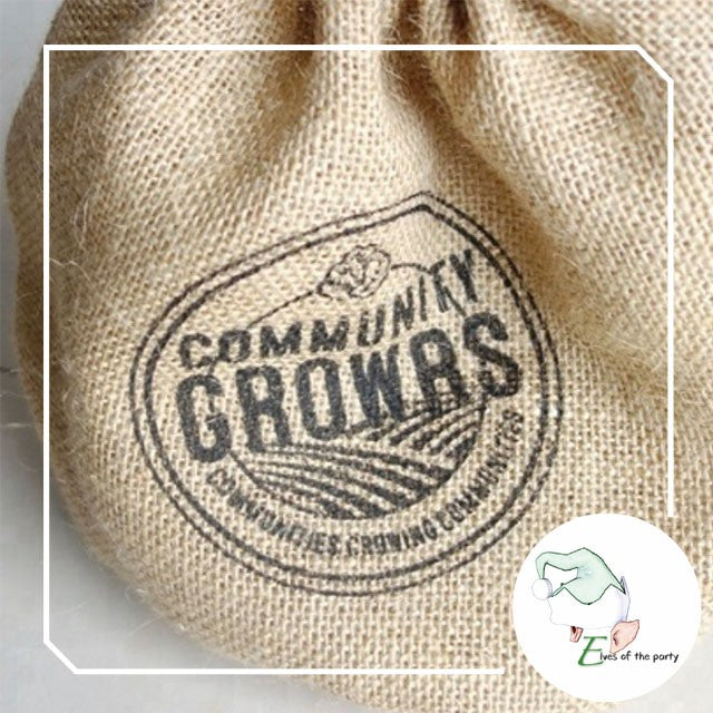 Cream Linen / Burlap Jute Drawstring Pouch - Customizable