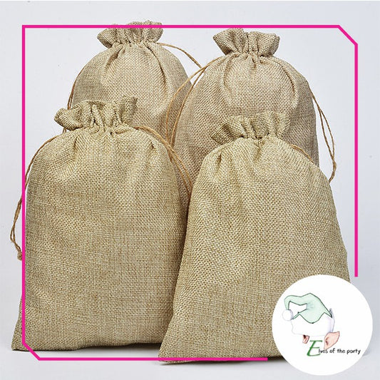 Cream Linen / Burlap Jute Drawstring Pouch - Plain (40x50cm)