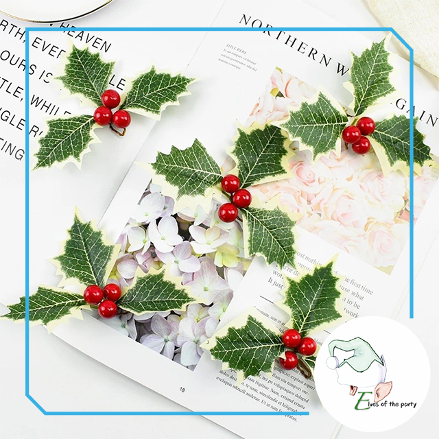 Artificial Leaves : European Holly / Christmas Leaves with Berry