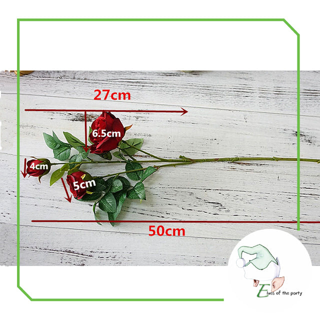 Artificial Flowers : 3 Head Artificial Silk Rose