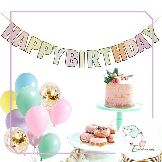 Happy Birthday Banner : Pastel Color
