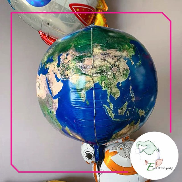 Outer Space : Astronaut, Space Rocket, Jet Plane, Star Foil Balloons, Birthday Banner and Cake Topper