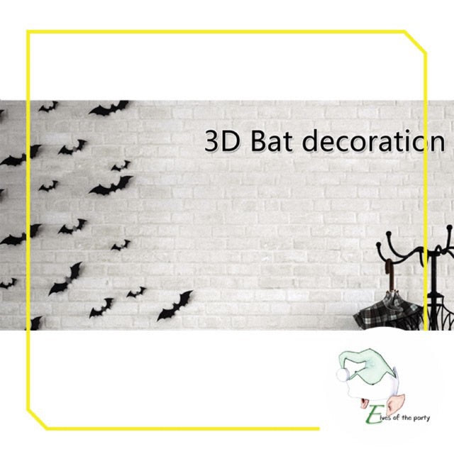 Halloween Decor: 3D Bat Sticker (Pack of 12)
