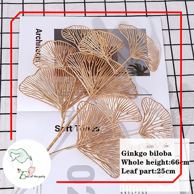 Artificial Leaves : Gold Holly Gingko Biloba Eucalyptus Leaf