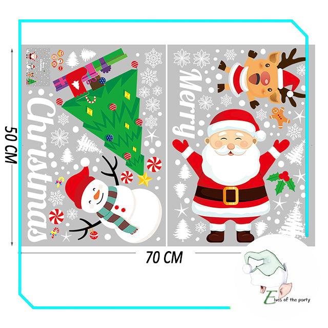 Decal Stickers : Christmas Santa Claus and Snowman