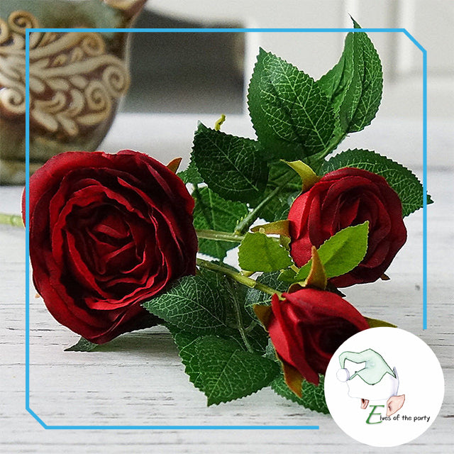 Artificial Flowers : 3 Head Artificial Silk Rose
