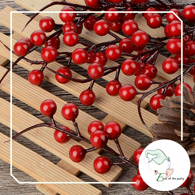 Artificial Berry : 26cm Red Christmas Holly Berry Stems