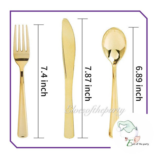Elegant Gold / Rose Gold Rimmed Disposable Plates and Utensils