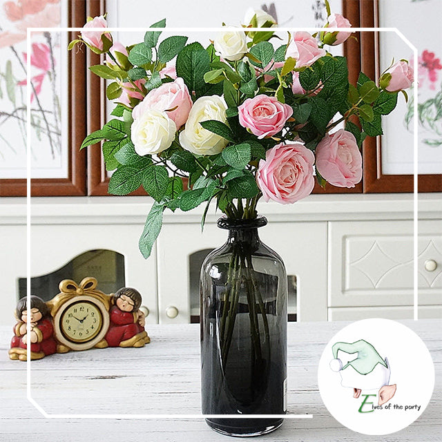 Artificial Flowers : 3 Head Artificial Silk Rose