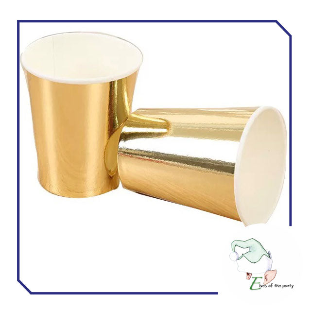 Partyware : Black+Gold / White+Gold Polka Dots Paper Plates and Gold Cups