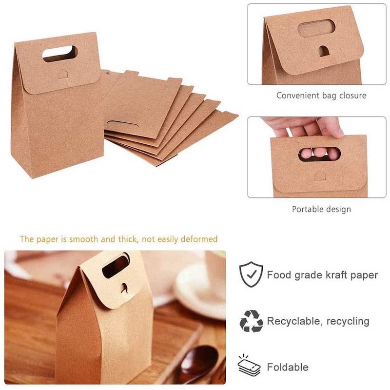 Plain White / Brown Kraft Paper Bag with Flap and Handle