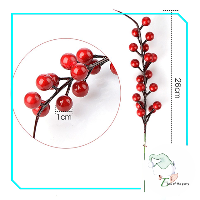 Artificial Berry : 26cm Red Christmas Holly Berry Stems