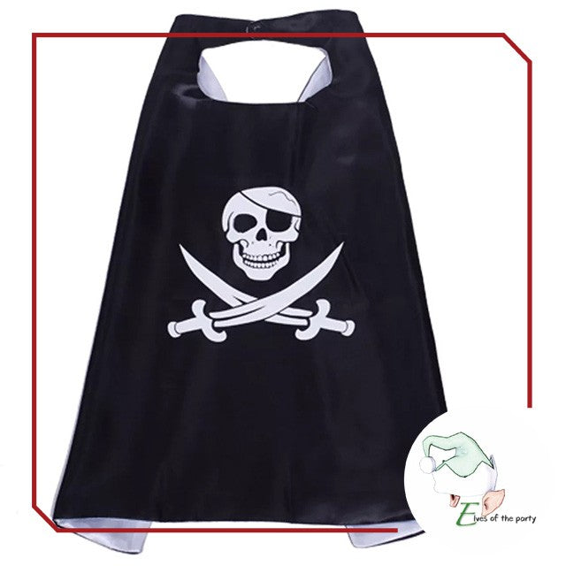 Mask and Cape Costume: Pirate Cape, Pirate Hat and Eye Patch