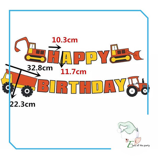 Happy Birthday Banner : Construction Trucks
