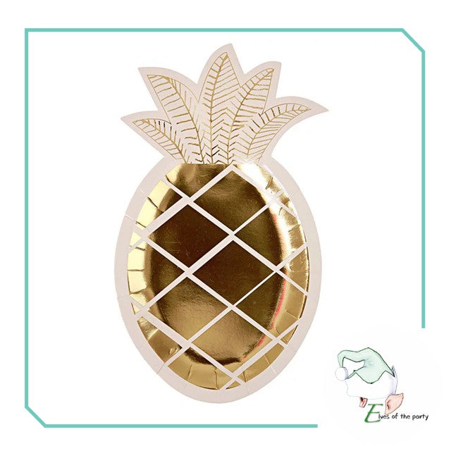 Partyware : Gold Pineapple Paper Plate (Pack of 8)