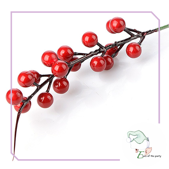 Artificial Berry : 26cm Red Christmas Holly Berry Stems