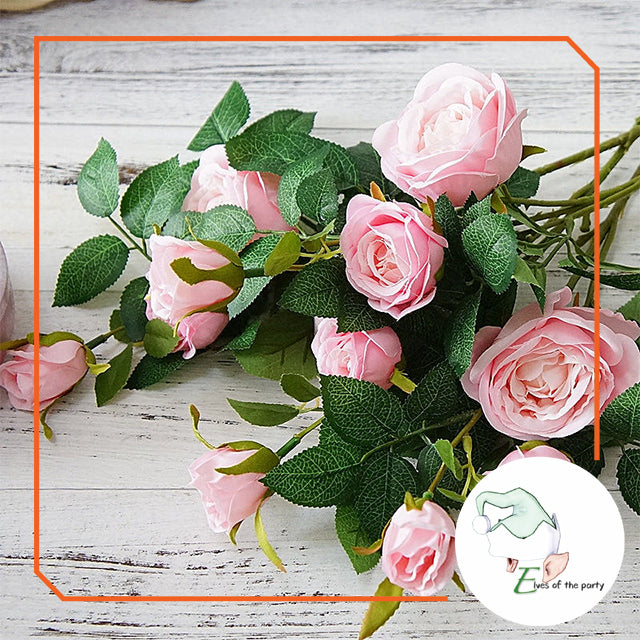 Artificial Flowers : 3 Head Artificial Silk Rose