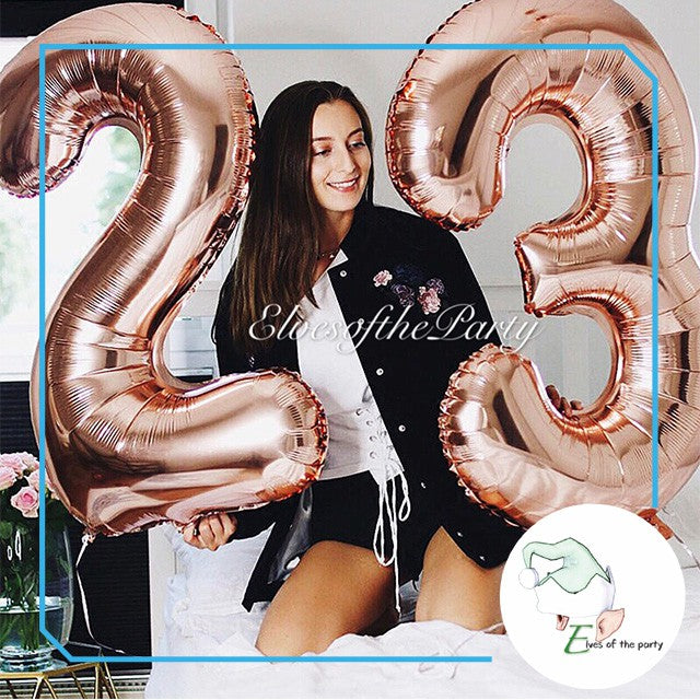 32” Number Foil Balloons: Gold, Silver, Rose Gold & Tutti Frutti