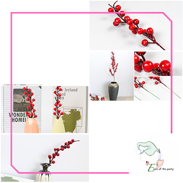 Artificial Berry : 26cm Red Christmas Holly Berry Stems