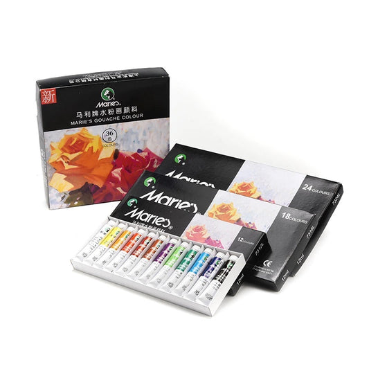 Marie's Artist Gouache Paint Set - Set of 12 or 24 Assorted Color Tubes