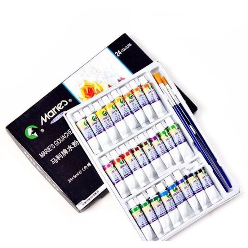 Marie's Artist Gouache Paint Set - Set of 12 or 24 Assorted Color Tubes