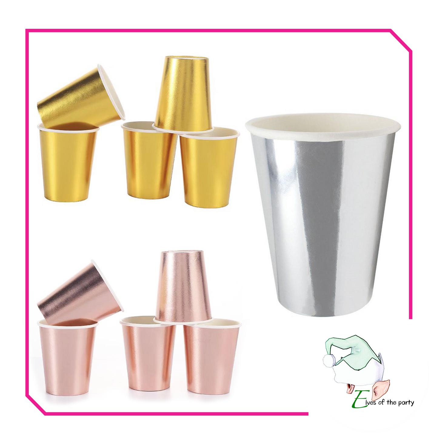 Partyware : Gold / Red / Rose Gold / Silver Metallic Paper Cups