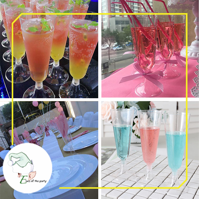 Elegant Gold / Rose Gold Rimmed Disposable Cup, Wine Glass, Champagne Flute and Utensils