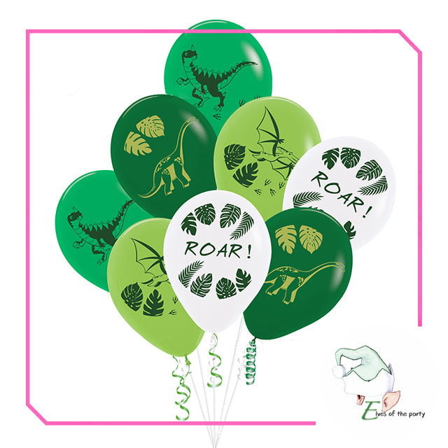 Dinosaur Happy Birthday Banner, Latex Balloons and 3D Foil Balloons