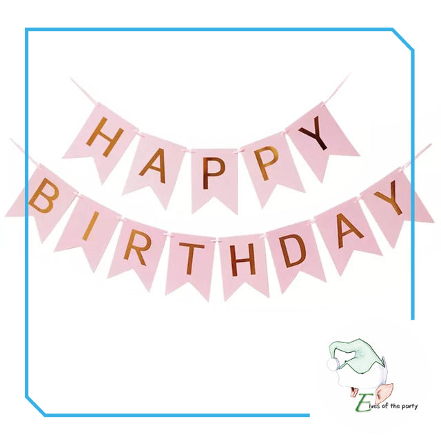 Happy Birthday Banner : Flag (Black, Blue, Pink)