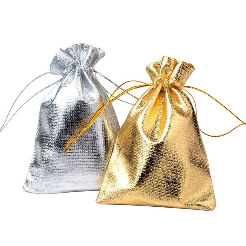 Gold / Silver Jewelry Drawstring Pouch (Pack of 10)